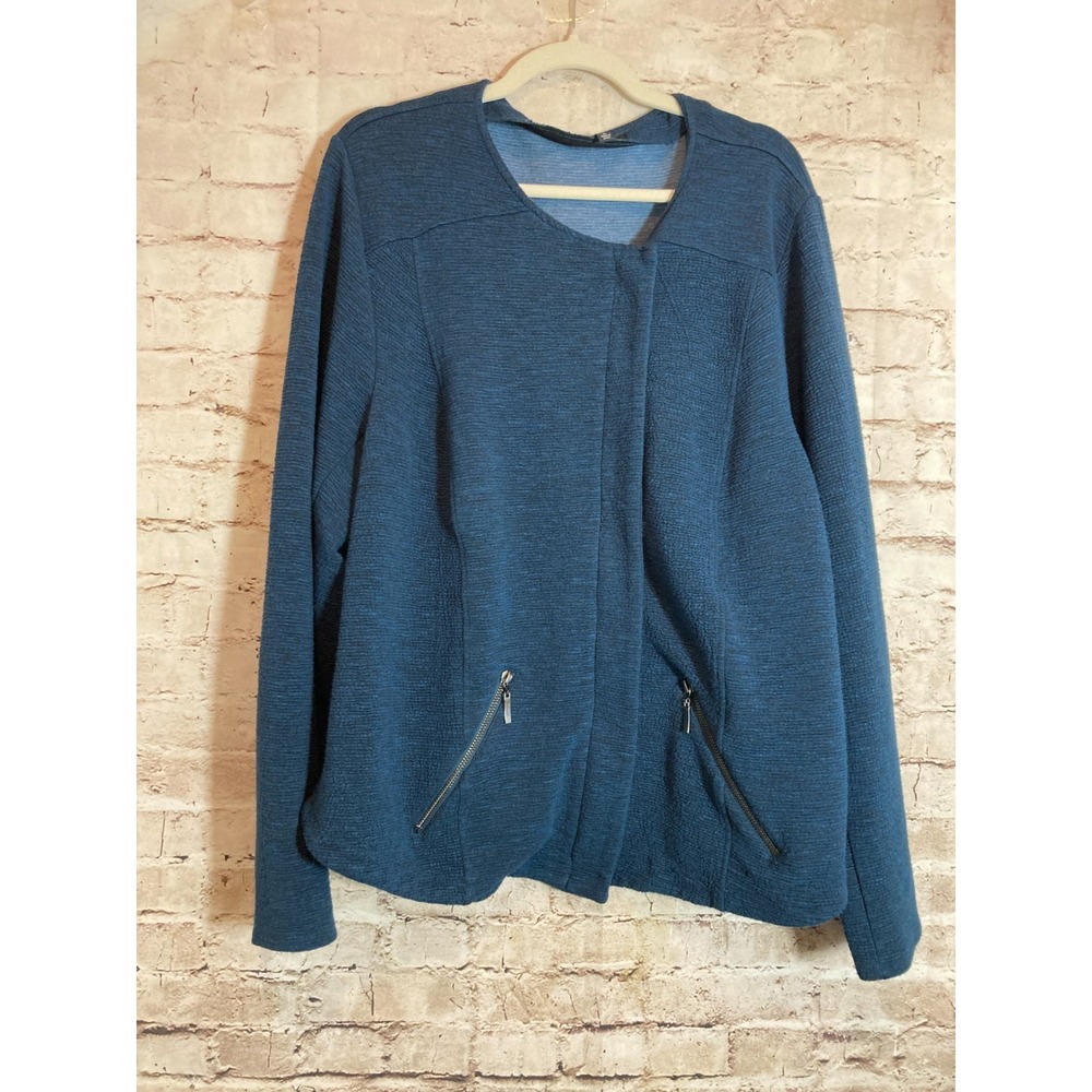 Torrid Jacket Womens 4X Dark Teal Ribbed Full Zip Front Plus Heavyweight Pockets